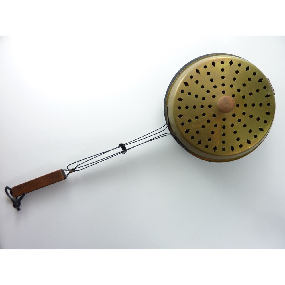 Vintage Brass Wood Metal Bed Warmer Display Decor